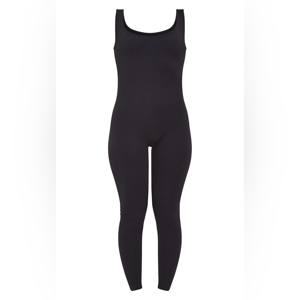 PrettyLittleThing Black Ribbed Jumpsuit